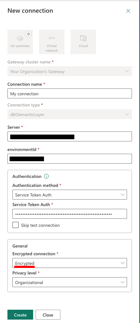 Set the connection as Encrypted
